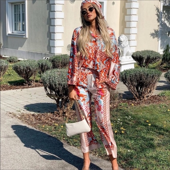 LAST ONE NWT Zara Flowy Patchwork Pants - Picture 6 of 17